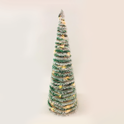 ^ "GREEN RATTAN CONE TREE WITH SNOW" 50 MINI WW LED ΛΑΜΠ. ΜΠΑΤ. 3ΧΑΑ,IP20 Φ27.5X90CM  -X1150119